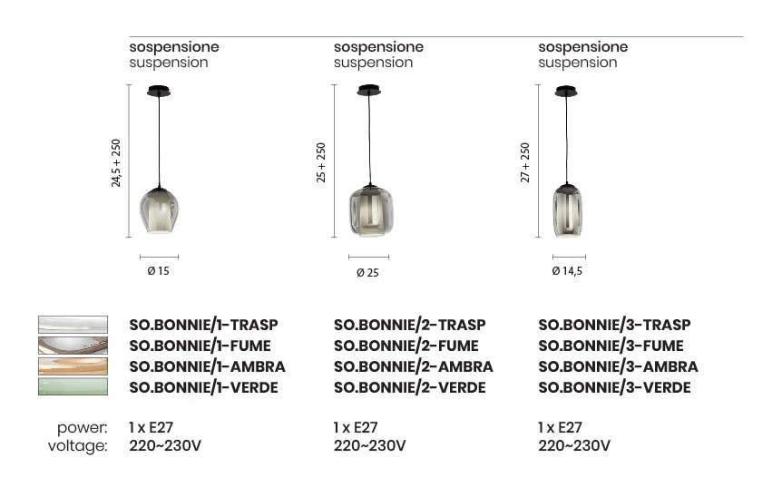 Lampada a Sospensione Bonnie Ondaluce